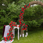4 Pack 32 FT Red Flower Garland Kentucky Artificial Rose Vines Derby Roses Fake Vine Flowers Plants Party, alternate view 5