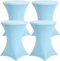 4 Pack 32 x 43 Inch Cocktail Table Covers Round Light Blue Spandex in 32 x 43 Inch in Light Blue