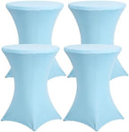 4 Pack 32 x 43 Inch Cocktail Table Covers Round Light Blue Spandex in 32 x 43 Inch in Light Blue