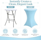 4 Pack 32 x 43 Inch Cocktail Table Covers Round Light Blue Spandex in 32 x 43 Inch in Light Blue, alternate view 4