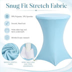 4 Pack 32 x 43 Inch Cocktail Table Covers Round Light Blue Spandex in 32 x 43 Inch in Light Blue, alternate view 5