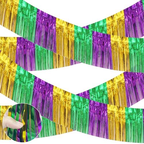 4 Pack 39 Ft Foil Fringe Garland Mardi Gras Float Fringe Curtains Tassel Foil Float Parade Float Decorations for