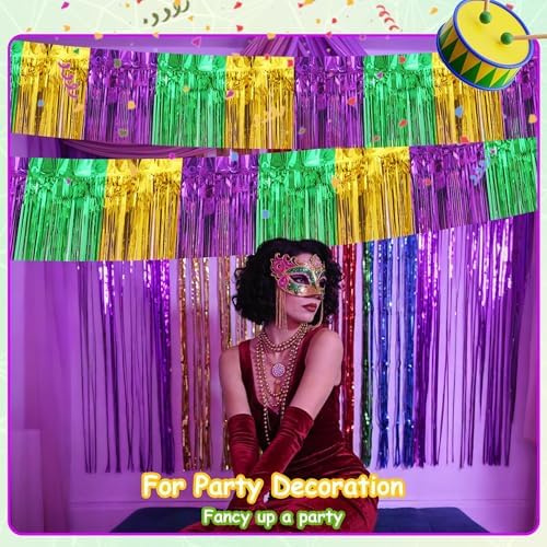 4 Pack 39 Ft Foil Fringe Garland Mardi Gras Float Fringe Curtains Tassel Foil Float Parade Float Decorations for, alternate