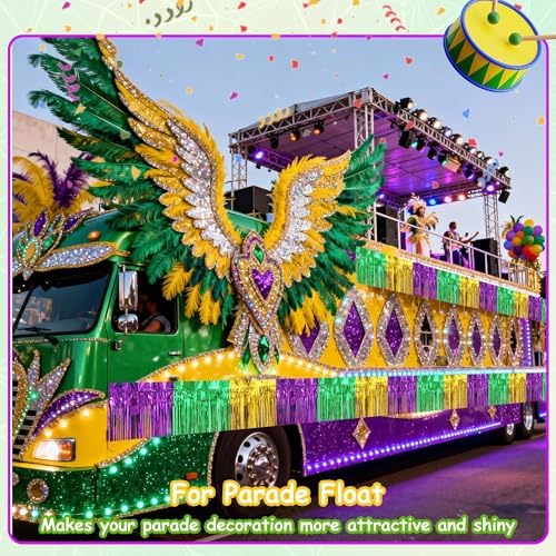 4 Pack 39 Ft Foil Fringe Garland Mardi Gras Float Fringe Curtains Tassel Foil Float Parade Float Decorations for, alternate