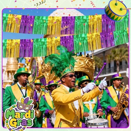 4 Pack 39 Ft Foil Fringe Garland Mardi Gras Float Fringe Curtains Tassel Foil Float Parade Float Decorations for, alternate