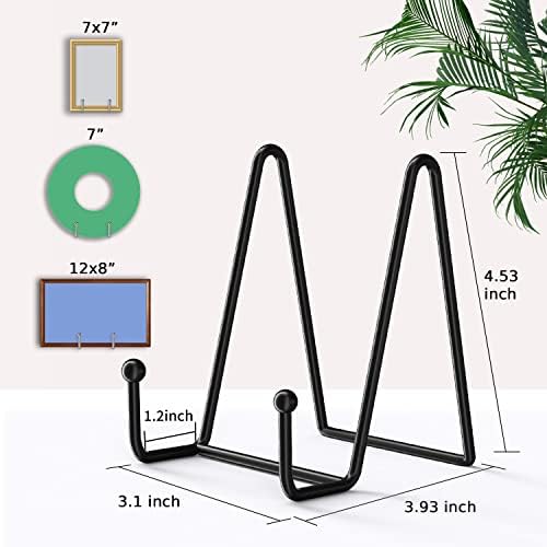 4 Pack 4.5 Inch Black Display Stands Metal Plate Holder Display Stands for Picture, Decorative Plate, Book, alternate view 3