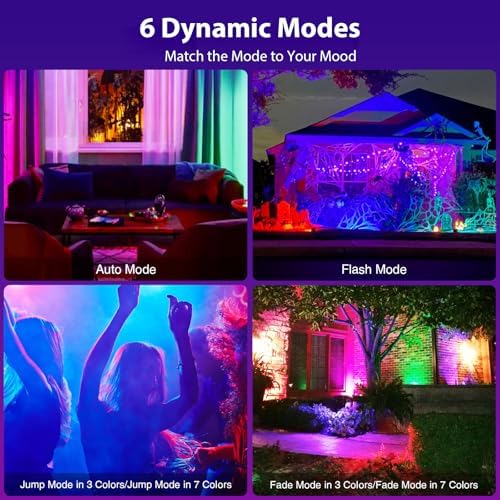 4-Pack 40W RGB Flood Lights with Remote, Warm White LED Flood Light, alternate view 3
