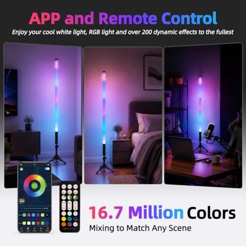 4 Pack 4ft RGB LED Light Bar 5200mAh Rechargeable Battery Powered Tube Light Stand APP Control Party, DJ, Disco, alternate