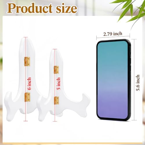4 Pack 5/6 Inch Wooden Display Stand White Plate Stand in White, alternate view 3