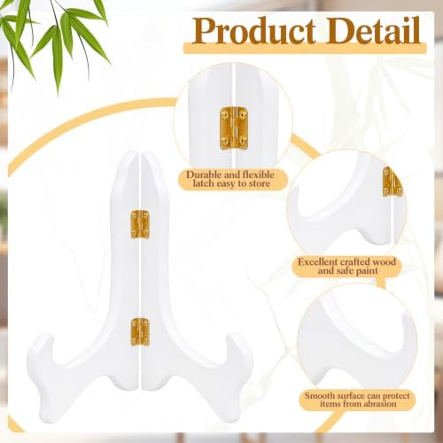 4 Pack 5/6 Inch Wooden Display Stand White Plate Stand in White, alternate view 4