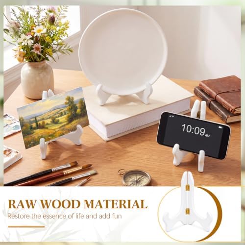 4 Pack 5/6 Inch Wooden Display Stand White Plate Stand in White, alternate view 5