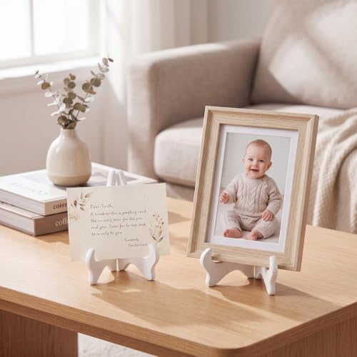 4 Pack 5/6 Inch Wooden Display Stand White Plate Stand in White, alternate view 6