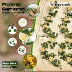 4 Pack 5.9 FT Artificial Flower Garland with Lights, Fake Floral Garland with 24 Champagne Roses, Flower, alternate view 3