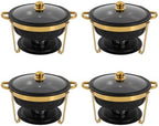 4-Pack 5Qt Chafing Dish Set Buffet Warmer with Glass Lids(Black&Gold)