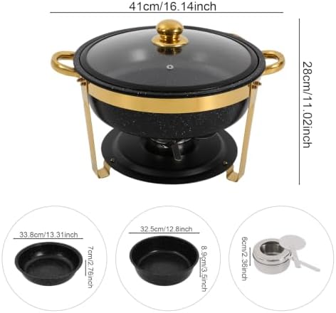 4-Pack 5Qt Chafing Dish Set Buffet Warmer with Glass Lids(Black&Gold), alternate view 2