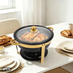 4-Pack 5Qt Chafing Dish Set Buffet Warmer with Glass Lids(Black&Gold), alternate view 3