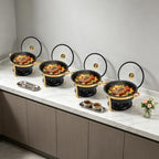 4-Pack 5Qt Chafing Dish Set Buffet Warmer with Glass Lids(Black&Gold), alternate view 4