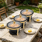 4-Pack 5Qt Chafing Dish Set Buffet Warmer with Glass Lids(Black&Gold), alternate view 7