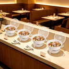 4-Pack 5Qt Chafing Dish Set Buffet Warmer with Glass Lids(White) in White, alternate view 4