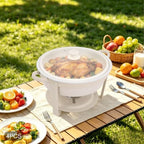 4-Pack 5Qt Chafing Dish Set Buffet Warmer with Glass Lids(White) in White, alternate view 7