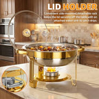 4 Pack 5QT Gold Chafing Dishes for Buffet, Installation-Free Stands, Round in Gold, alternate view 5