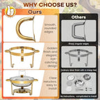 4 Pack 5QT Round Chafing Dishes for Buffet, Silver Lid Stainless Steel Food Warmer with Lid & Fuel Holder, alternate view 4