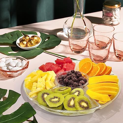 4 Pack, 6 Sectional Clear Plastic Serving Trays For Party - Heavy Duty Party Trays For Serving Food - 12 Inch, alternate view
