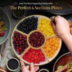 4 Pack, 6 Sectional White Plastic Serving Trays For Party With Gold Rim - Heavy Duty Gold Party Trays For, alternate view 3