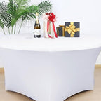 4 Pack 60 Inch Round Tablecloths White Spandex Fitted Table Covers, alternate view 2