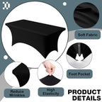 4 Pack 6FT Black Spandex Table Cloth 72 x 30 Inch in 72 x 30 Inch, alternate view 3