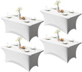 4 Pack 6FT White Spandex Table Cloth 72 x 30 Inch in 72 x 30 Inch
