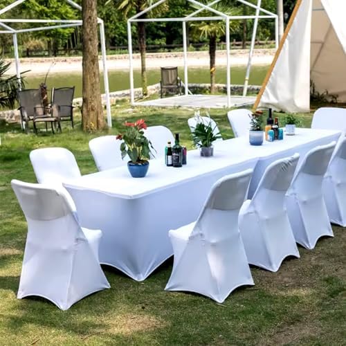 4 Pack 6FT White Spandex Table Cloth 72 x 30 Inch in 72 x 30 Inch, alternate view 2