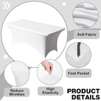 4 Pack 6FT White Spandex Table Cloth 72 x 30 Inch in 72 x 30 Inch, alternate view 4