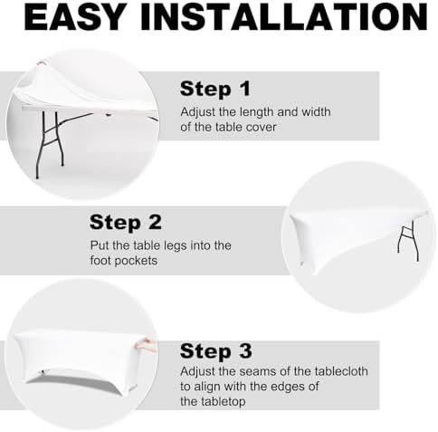 4 Pack 6FT White Spandex Table Cloth 72 x 30 Inch in 72 x 30 Inch, alternate view 5