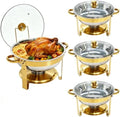 4-Pack 6QT Chafing Dishes for Buffet, 304 Stainless Steel Chafing Dish Buffet Set with Glass Lids & Lid Holders