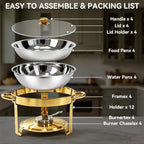 4-Pack 6QT Chafing Dishes for Buffet, 304 Stainless Steel Chafing Dish Buffet Set with Glass Lids & Lid Holders, alternate