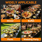 4-Pack 6QT Chafing Dishes for Buffet, 304 Stainless Steel Chafing Dish Buffet Set with Glass Lids & Lid Holders, alternate