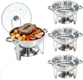 4-Pack 6QT Chafing Dishes for Buffet, 304 Stainless Steel Chafing Dish Buffet Set with Glass Lids & Lid Holders