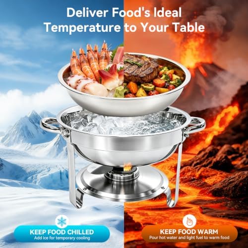 4-Pack 6QT Chafing Dishes for Buffet, 304 Stainless Steel Chafing Dish Buffet Set with Glass Lids & Lid Holders, alternate