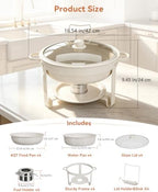 4 Pack 6QT Maifanite-Coated Chafing Dishes Set White, alternate view 2