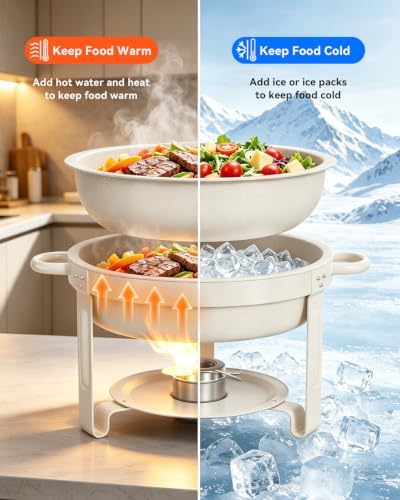 4 Pack 6QT Maifanite-Coated Chafing Dishes Set White, alternate view 4