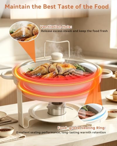 4 Pack 6QT Maifanite-Coated Chafing Dishes Set White, alternate view 5