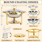 4 Pack 6QT Round Chafing Dishes, Buffet Servers and Warmers, alternate view 2