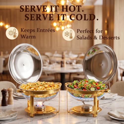 4 Pack 6QT Round Chafing Dishes, Buffet Servers and Warmers, alternate view 3