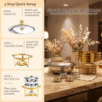 4 Pack 6QT Round Chafing Dishes, Buffet Servers and Warmers, alternate view 5