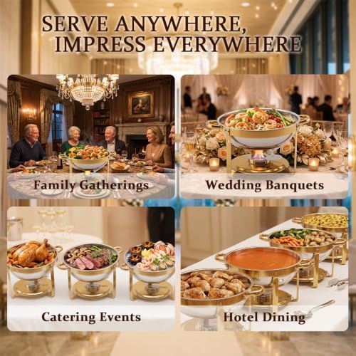4 Pack 6QT Round Chafing Dishes, Buffet Servers and Warmers, alternate view 7