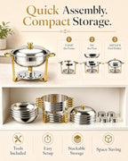 4 Pack 6QT Round Chafing Dishes for Buffet, Food Warmers for Party with Lid in Sliver, alternate view 7