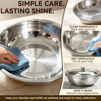 4 Pack 6QT Round Chafing Dishes for Buffet with Lids, Silver in Silver, alternate view 6