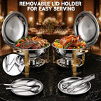 4 Pack 6QT Stainless Steel Chafing Dish Buffet Warmers with Lid & Holders, alternate view 4