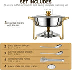 4 Pack 6QT Stainless Steel Chafing Dish Buffet Warmers with Lid & Holders, alternate view 5